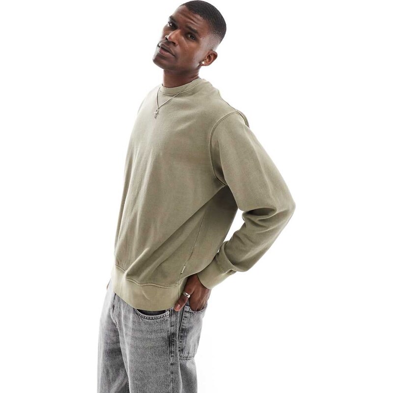 Jack & Jones super oversized sweatshirt in washed khaki-Green