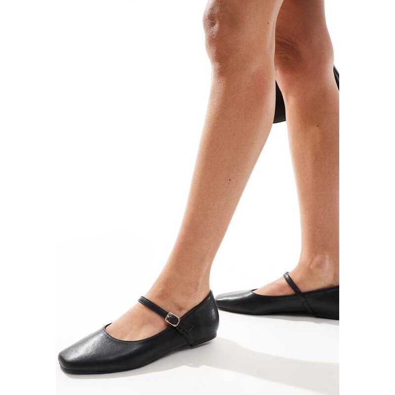 SEQWL buckle strap ballet flats in black PU 102333025