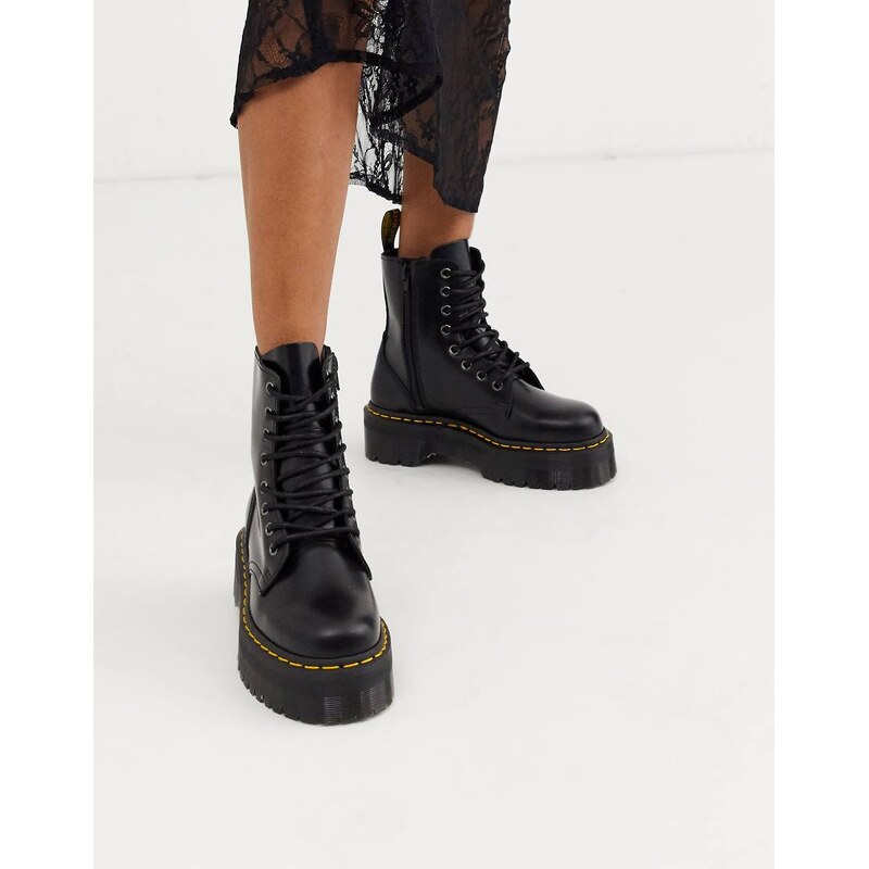 Dr Martens Jadon 8-Eye Smooth Leather Platform Boots-Black 115523458