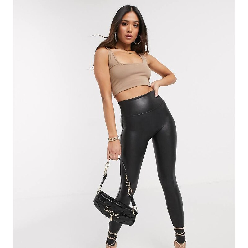 Spanx Petite leather look legging with contoured power waistband in 100032662