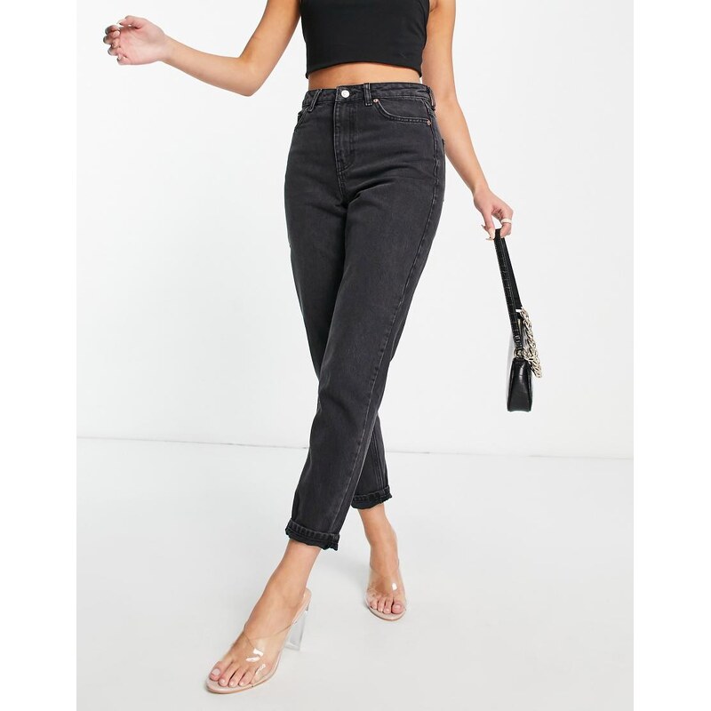 Topshop Original Mom jeans in washed black - BLACK