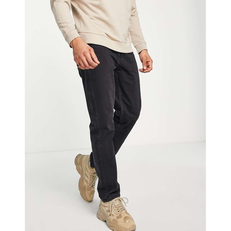 ASOS DESIGN straight leg jeans in washed black