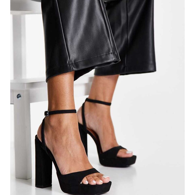 ASOS DESIGN Wide Fit Noun platform barely there block heeled sandals 100033952