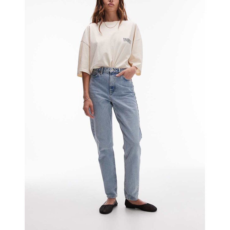 Topshop Original Mom high rise jean in bleach-Blue