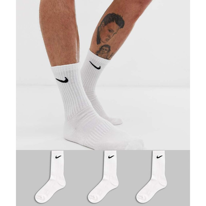 Nike Training Everyday Cushioned 3 pack crew sock in white