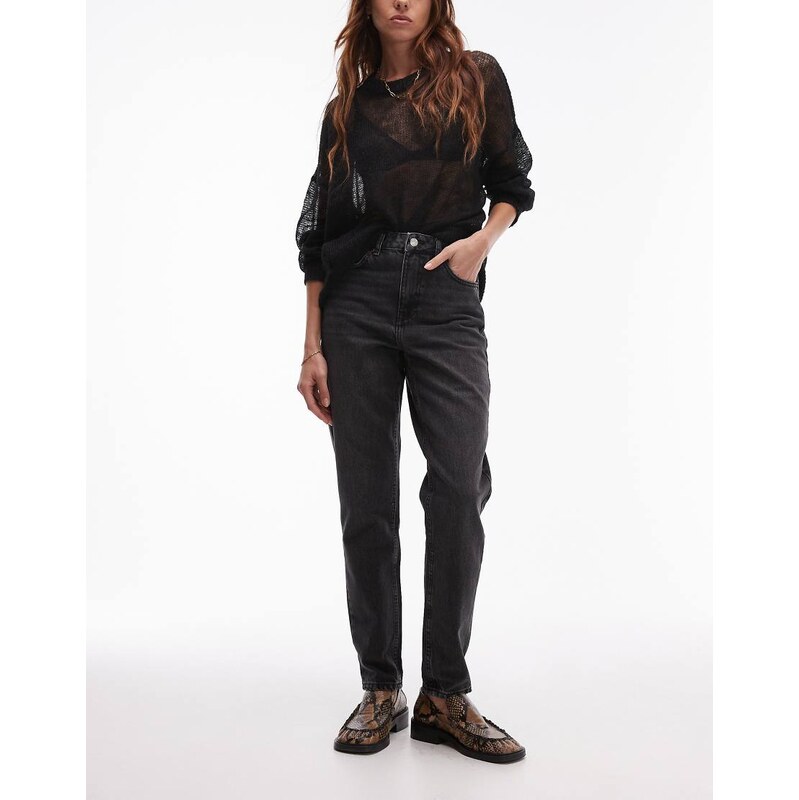 Topshop hourglass original Mom high rise in washed black 104326743