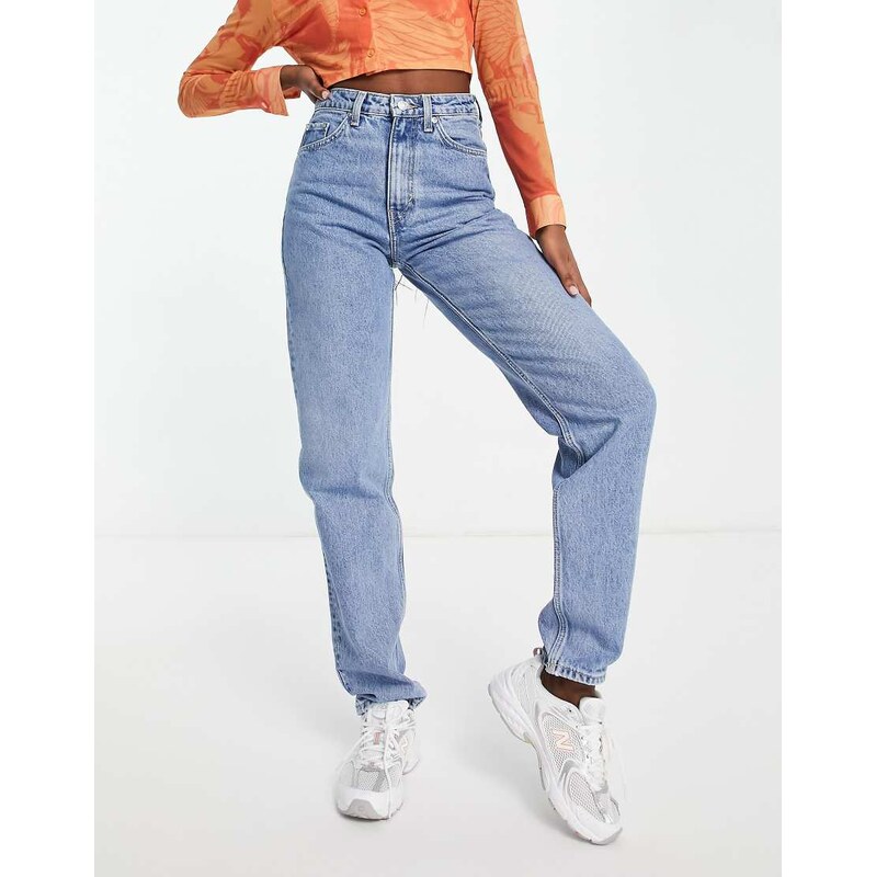 Weekday Lash extra high waist mom jeans in hanson blue - MBLUE 115711269
