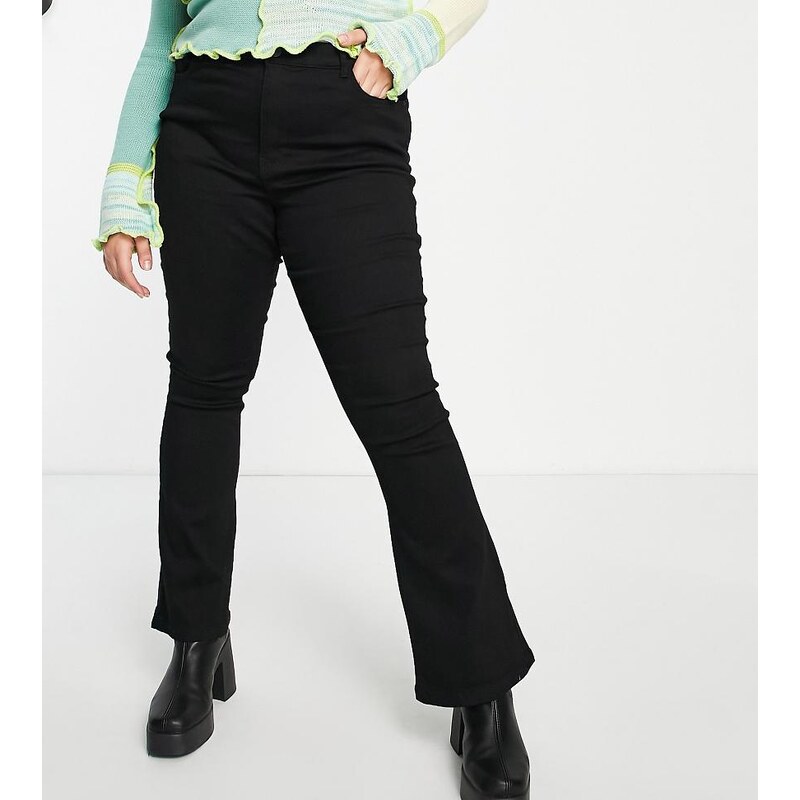 Noisy May Curve Sallie high rise slim flare jeans in black 100341301