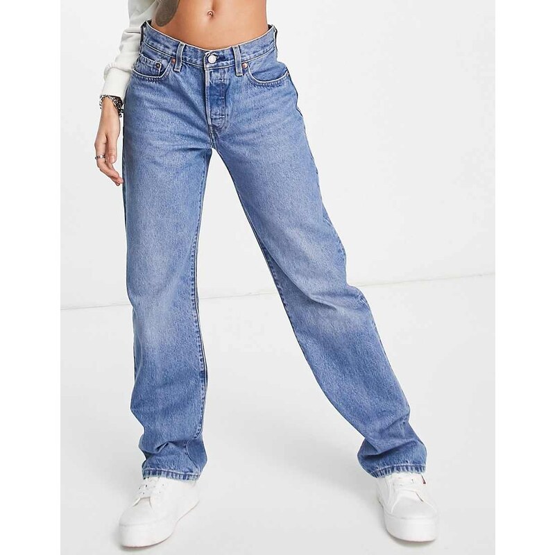 Levis 501 90s straight jeans in mid wash blue