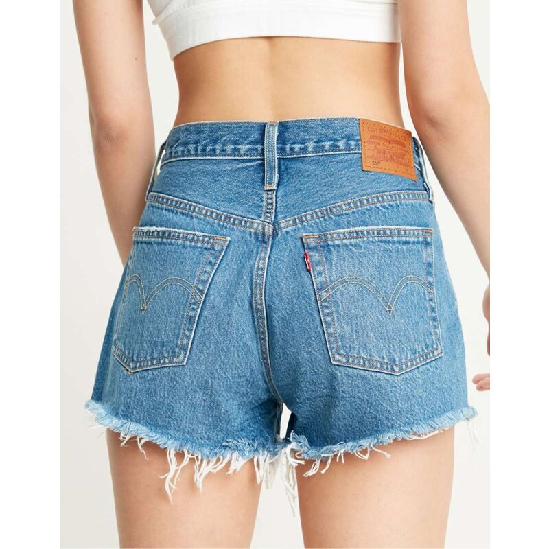 Levis 501 original mid short raw hem in mid wash-Blue 103303602