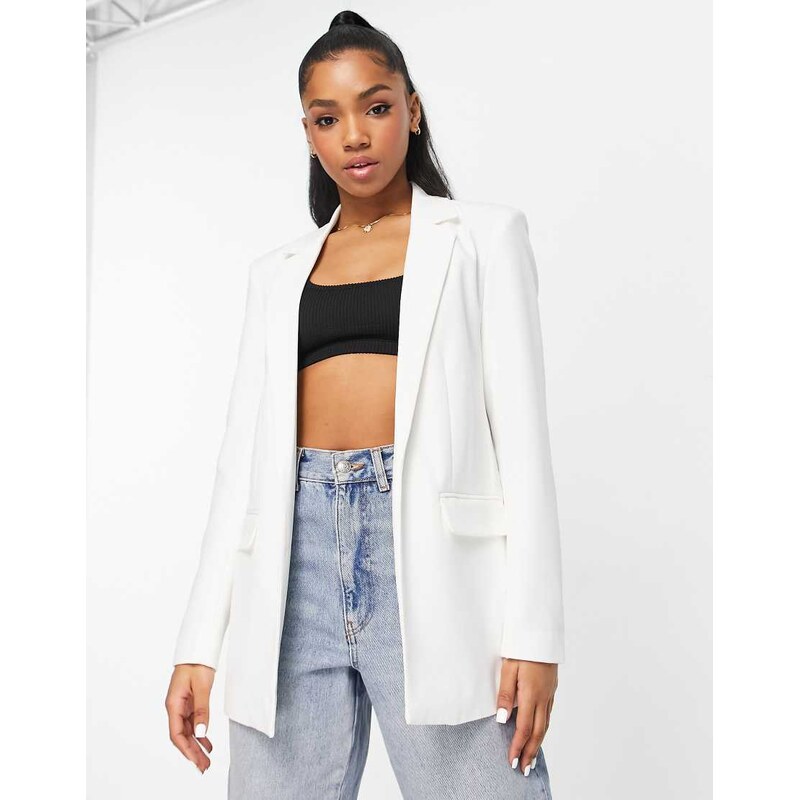 Pieces tailored oversized blazer in white