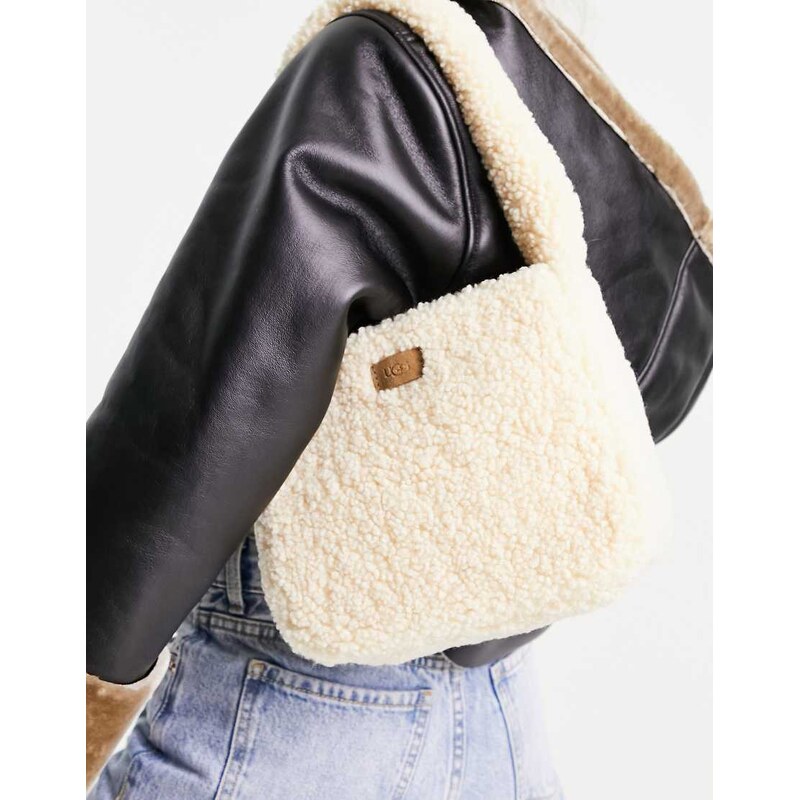 UGG Edalene sherpa shoulder bag in cream-White