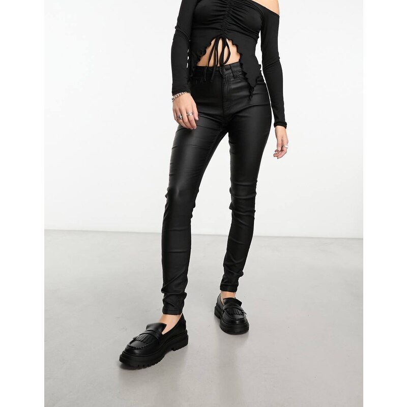 Noisy May Callie coated skinny jeans in black 100037858