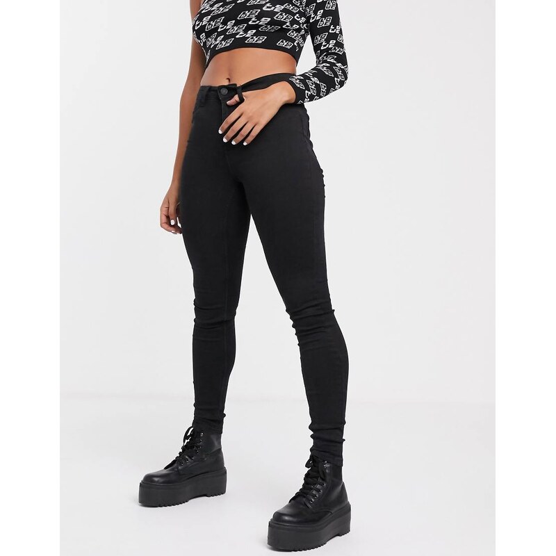 Noisy May Callie high waist skinny jean in black 100037905