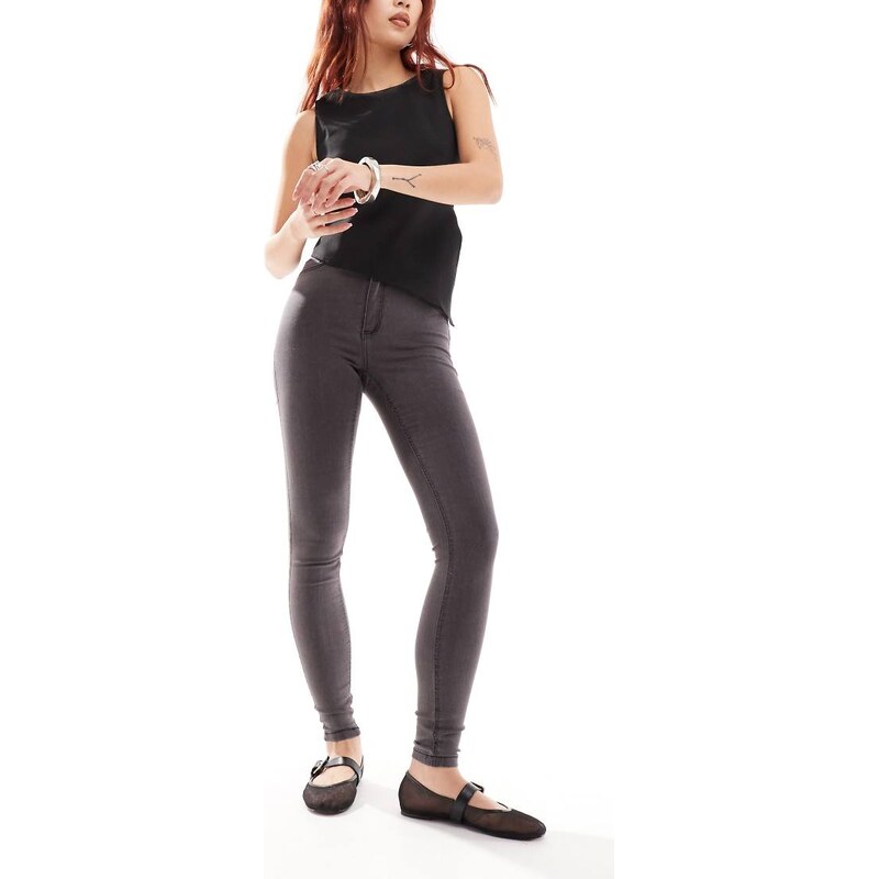 Noisy May Callie high waist skinny jeans in grey