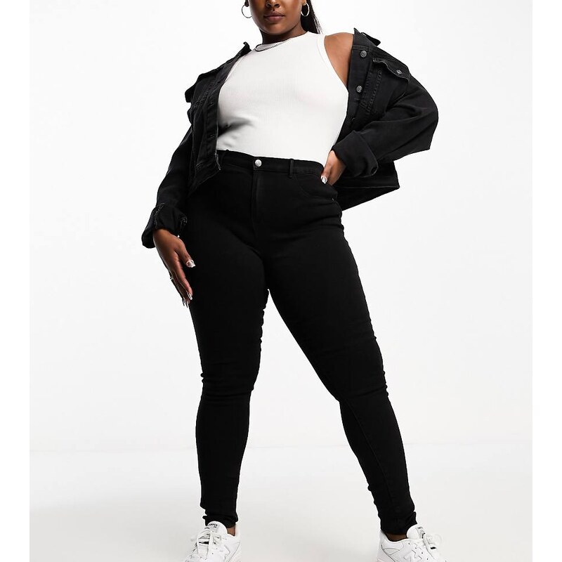ONLY Curve push up high waisted jean in black 100464735