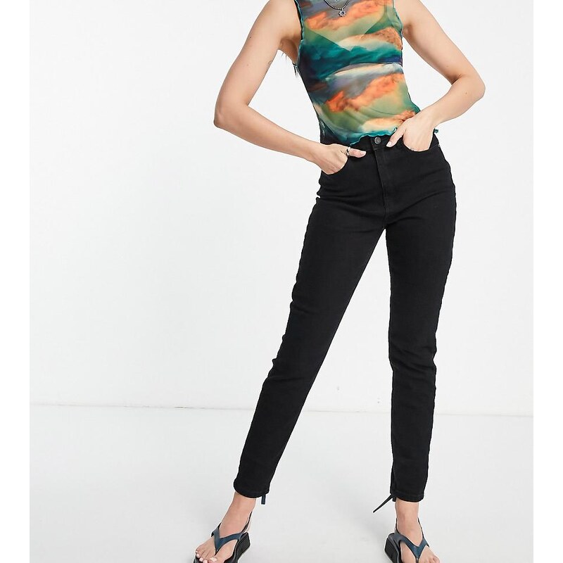 Noisy May Tall Katy high waisted slim mom jeans in black 100038416