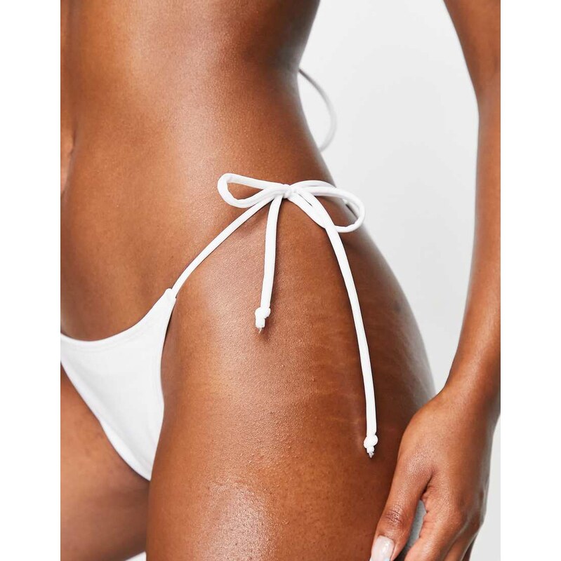 Brave Soul bikini bottom with tie side in white 100038536