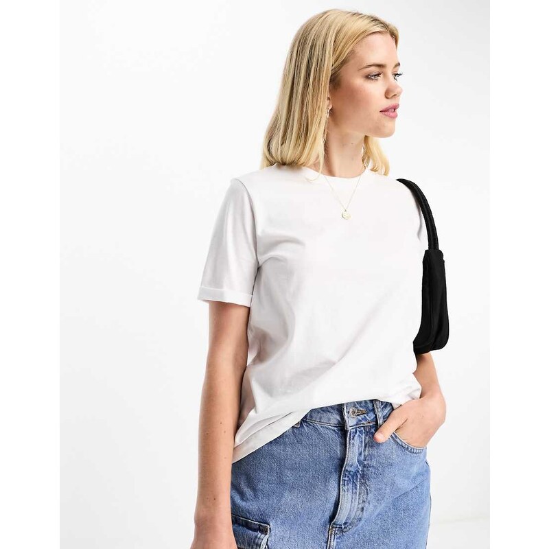 Pieces cotton t-shirt in white