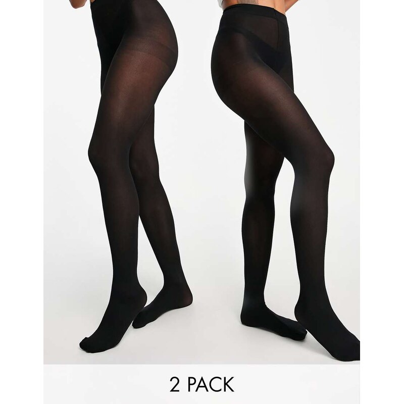 Lindex 40 denier 2 pack tights in black 100039543