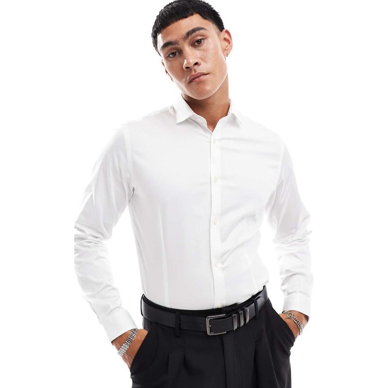 Jack & Jones Premium super slim fit stretch smart shirt in white