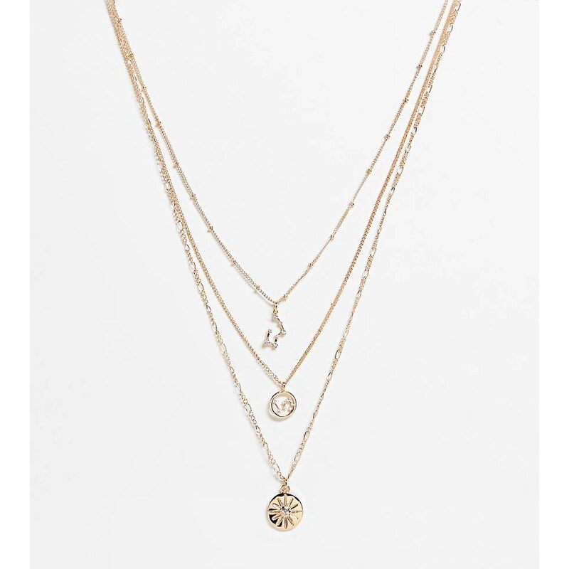 Reclaimed Vintage inspired constellation star multirow necklace