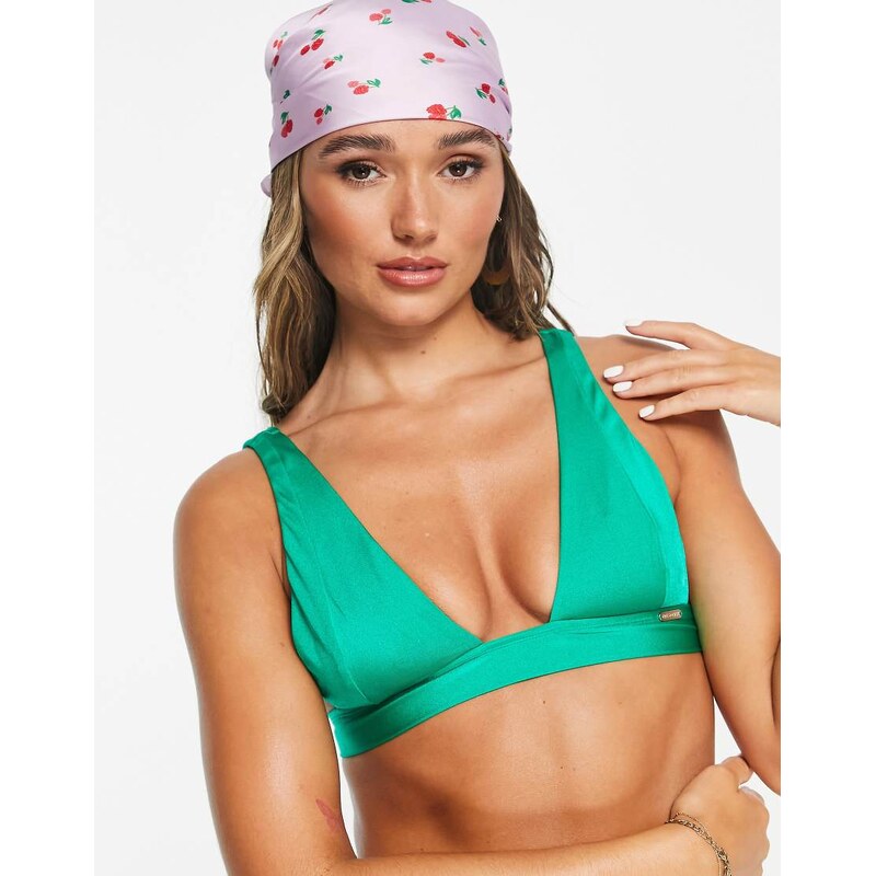 Free Society mix and match deep band triangle bikini top metallic 100039455
