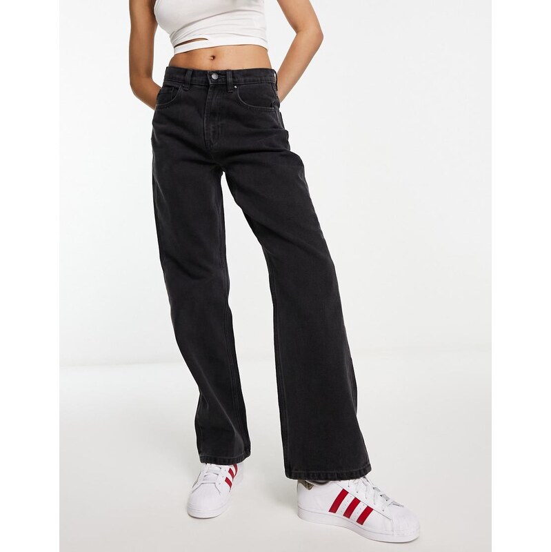 JDY high waisted wide leg jeans in dark grey 100040002
