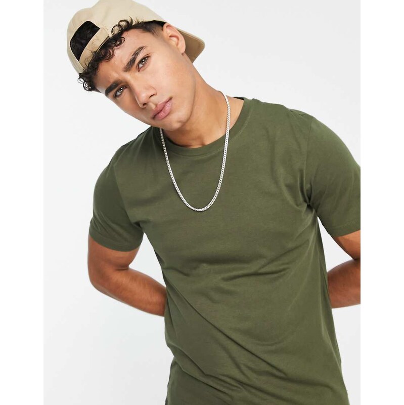 Jack & Jones essentials crew neck t-shirt in cotton in khaki