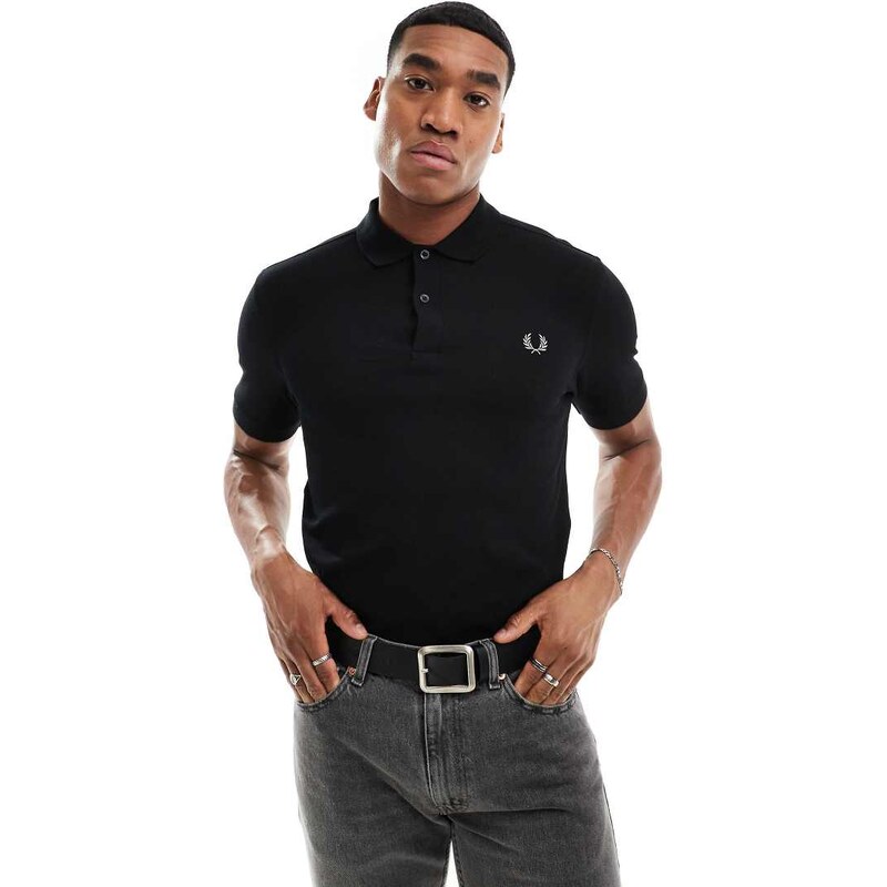 Fred Perry plain polo shirt in black