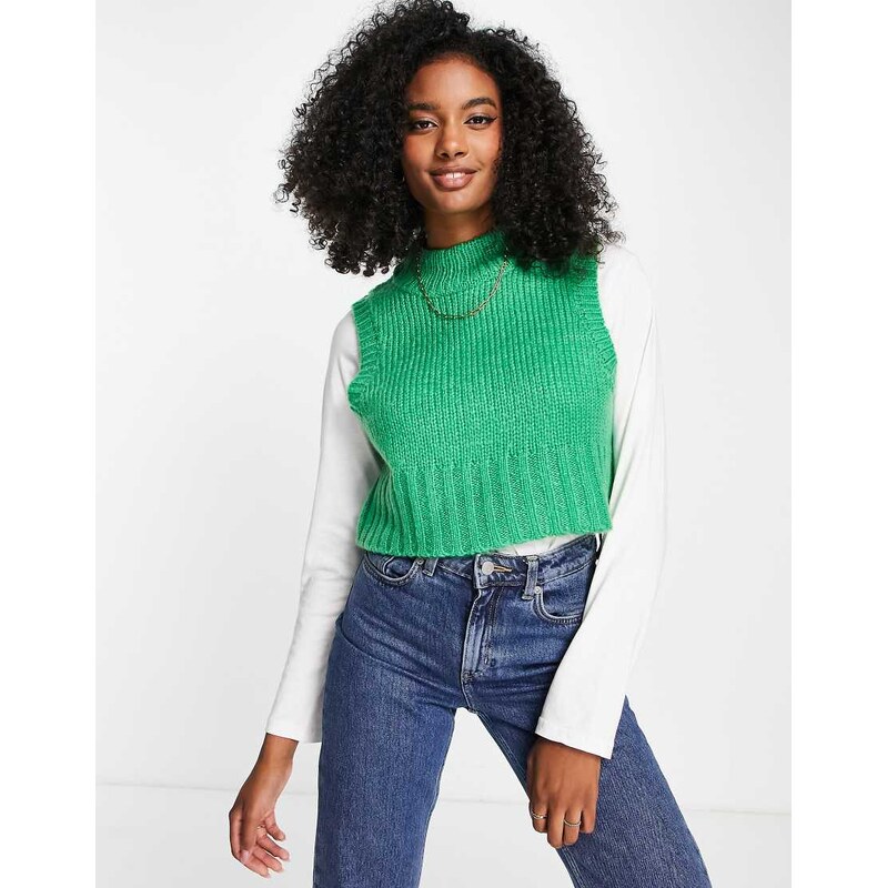 Vila knitted vest in bright green 114725605