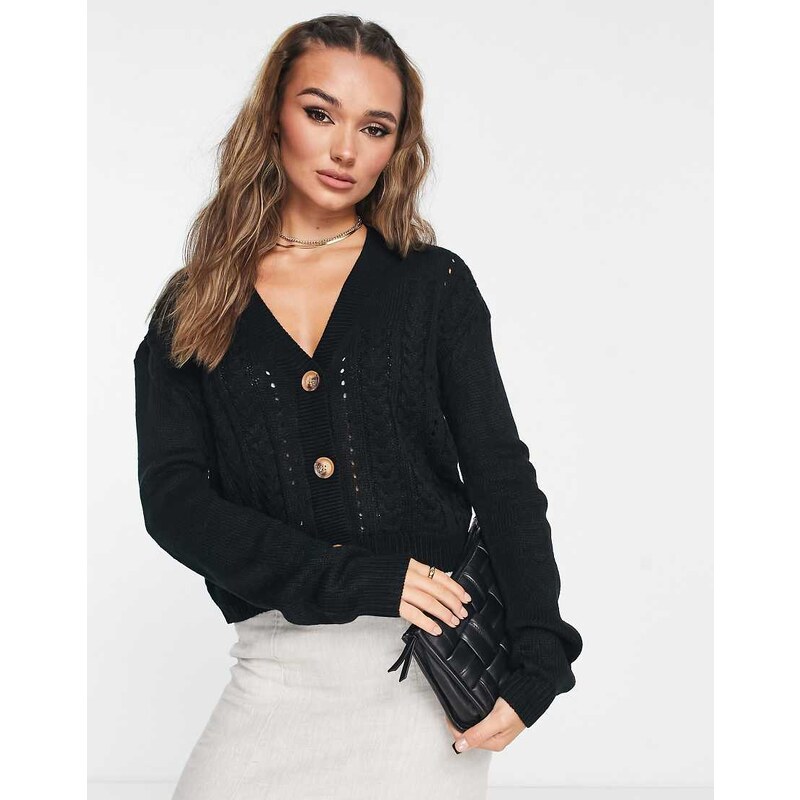 Vila knit detail cardigan in black 111074388