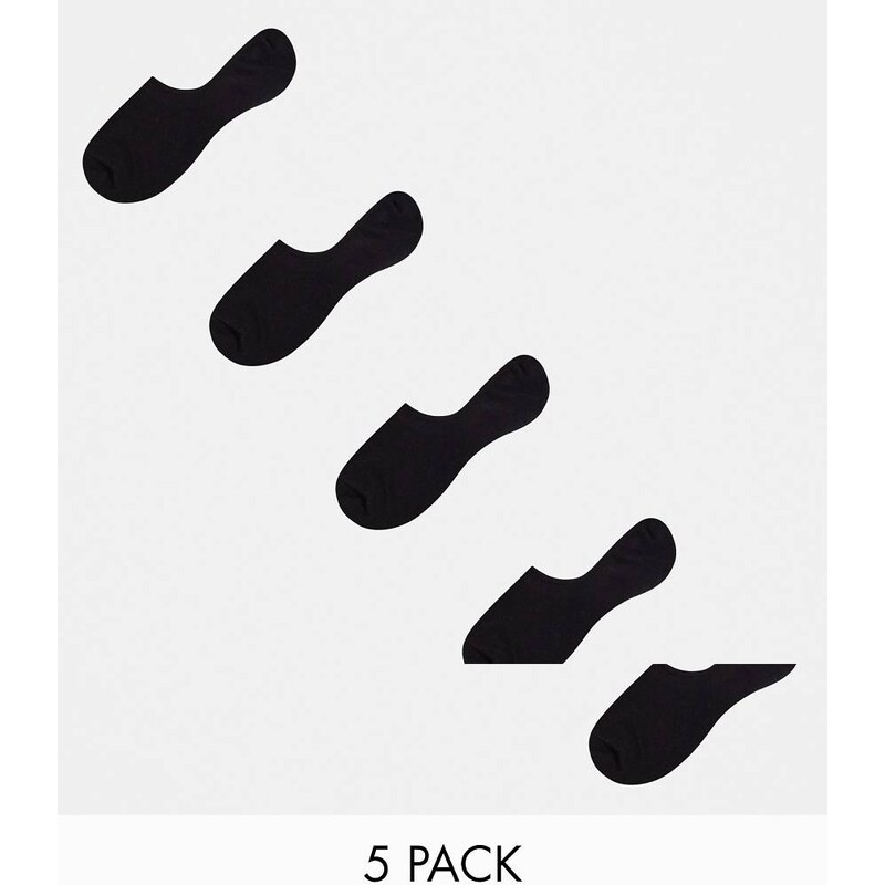 Jack & Jones invisible socks 5 pack in black