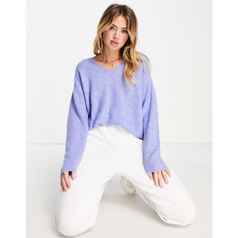 Vero Moda lightweight v neck jumper in lilac-Purple 102711619