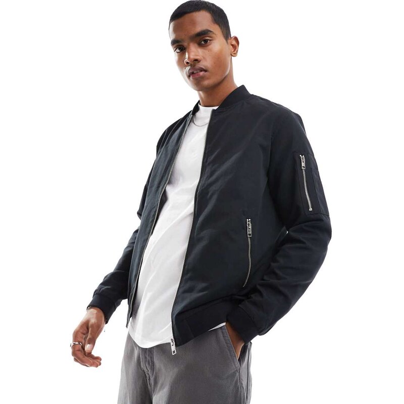 Jack & Jones Essential bomber jacket in black