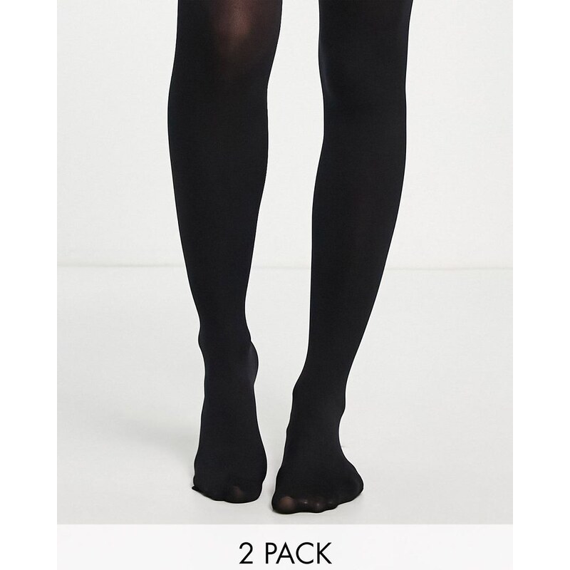 ASOS DESIGN 2 pack 120 denier tights in black 100042021