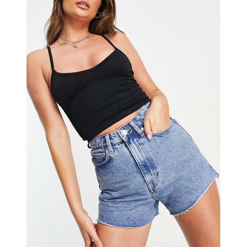 Weekday Rowe cotton blend denim shorts in pen blue 105083081