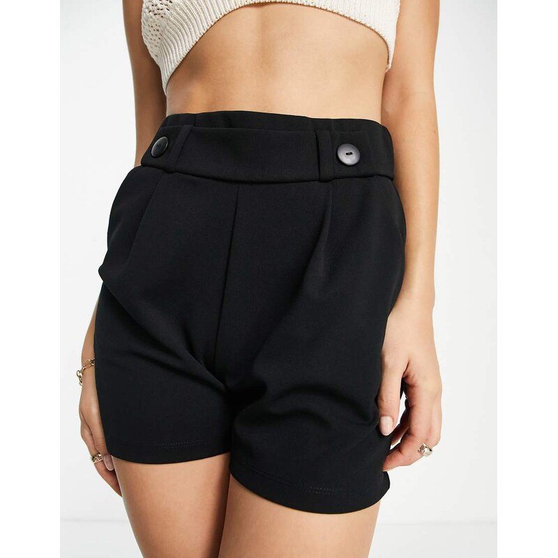 JDY button detail tailored shorts in black 100405248