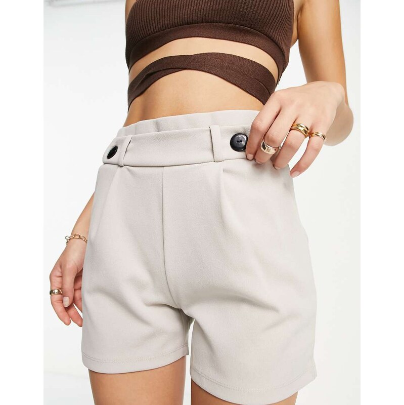 JDY button detail tailored shorts in grey 100042644