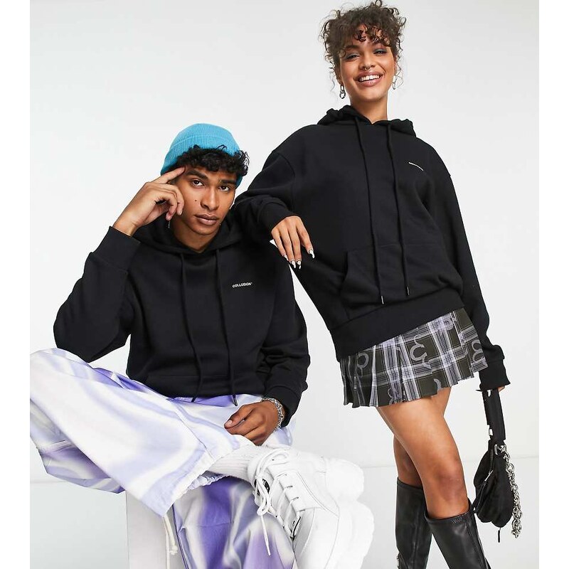 COLLUSION Unisex logo hoodie in black