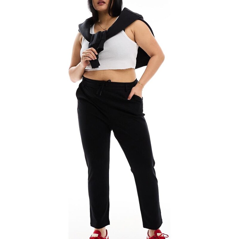 ONLY Curve straight leg trousers in black