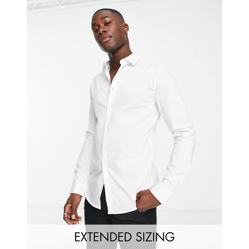 ASOS DESIGN stretch slim fit work shirt in white