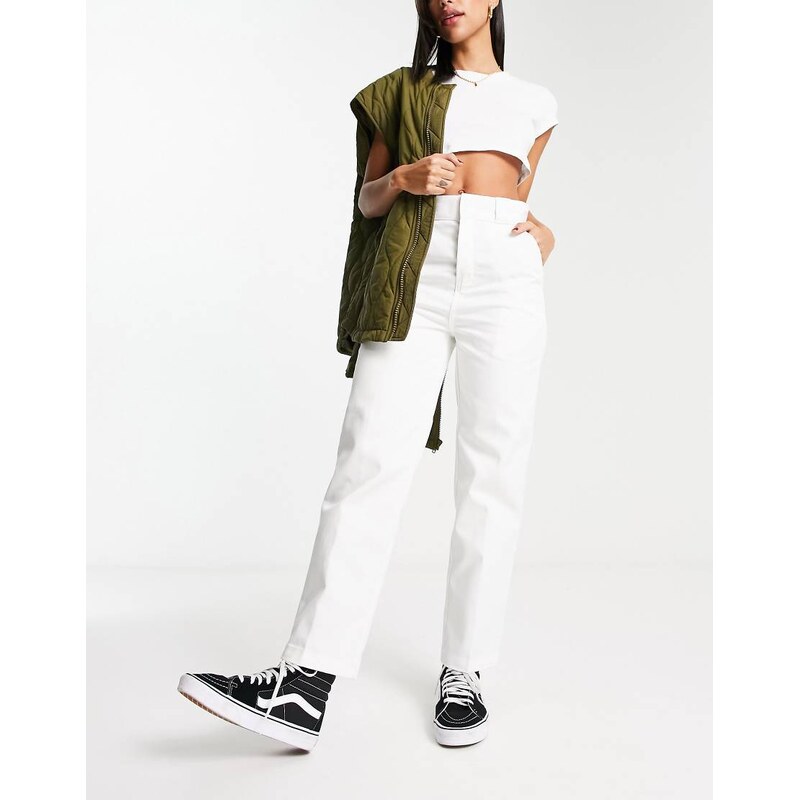 Dickies phoenix cropped trousers in white 101919855
