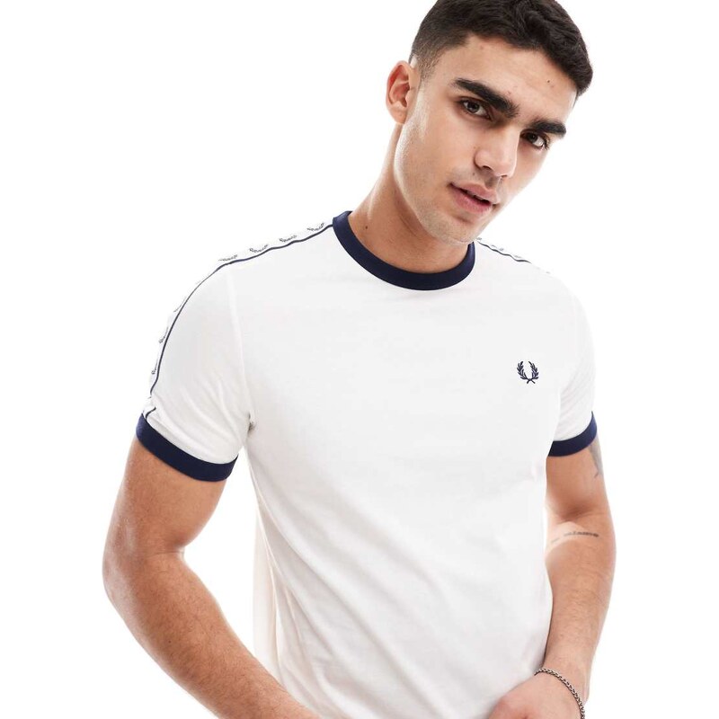 Fred Perry taped ringer t-shirt in white