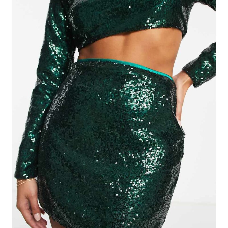 Collective the Label Petite exclusive sequin mini skirt co-ord