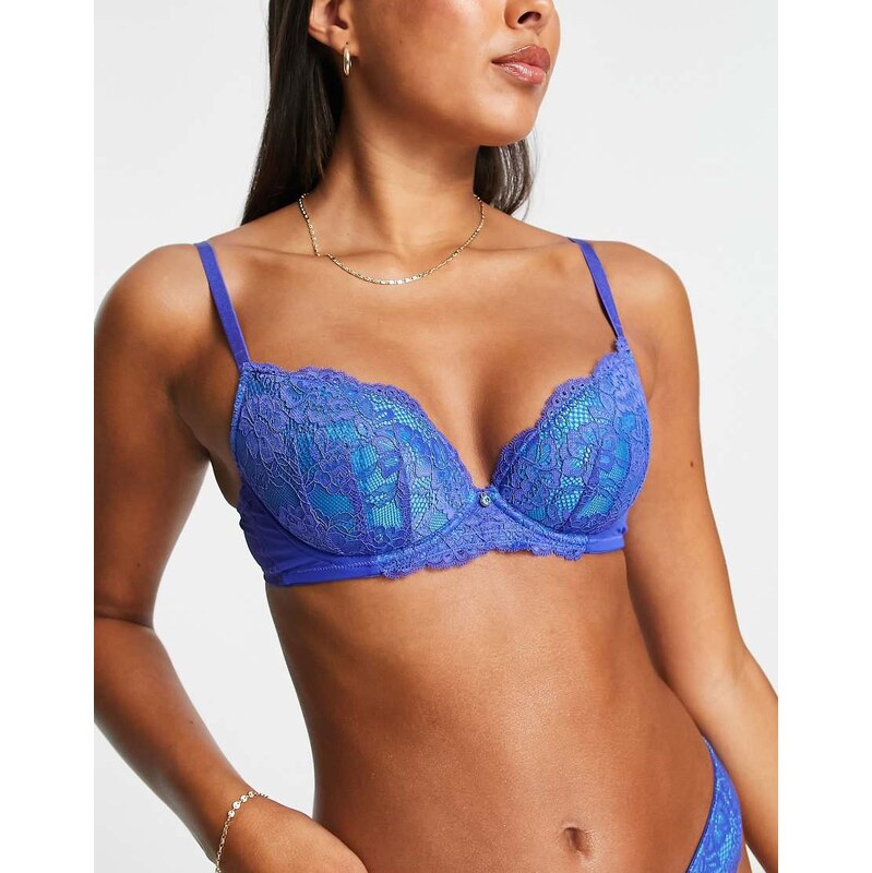 Ann Summers Sexy Lace padded plunge bra in blue
