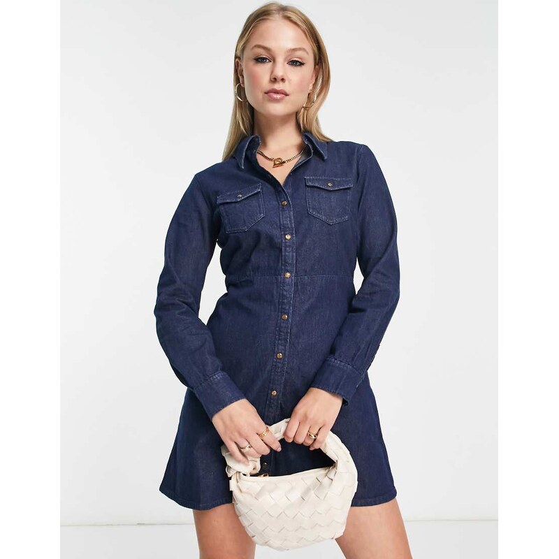 & Other Stories denim mini shirt dress in dark blue 100045280