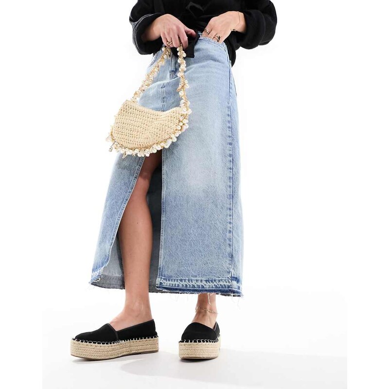 ASOS DESIGN Journal flatform espadrilles in black 113259740