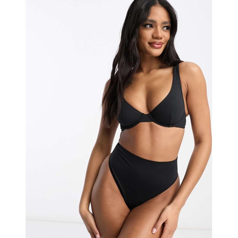 ASOS DESIGN Marina smoothing high-waist thong in black