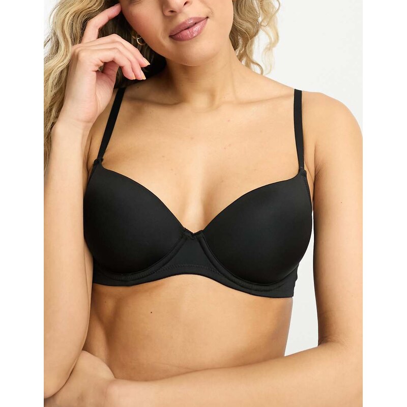 ASOS DESIGN moulded t-shirt bra in black